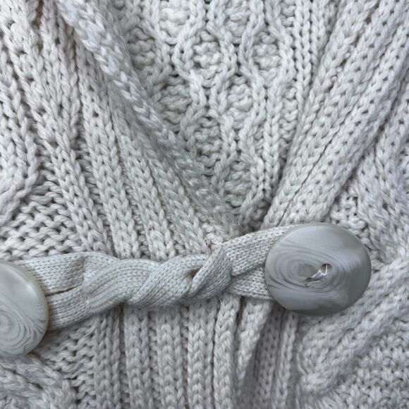 Aran Cream Cable Knit Cardigan Sweater Size Medium - Picture 4 of 10